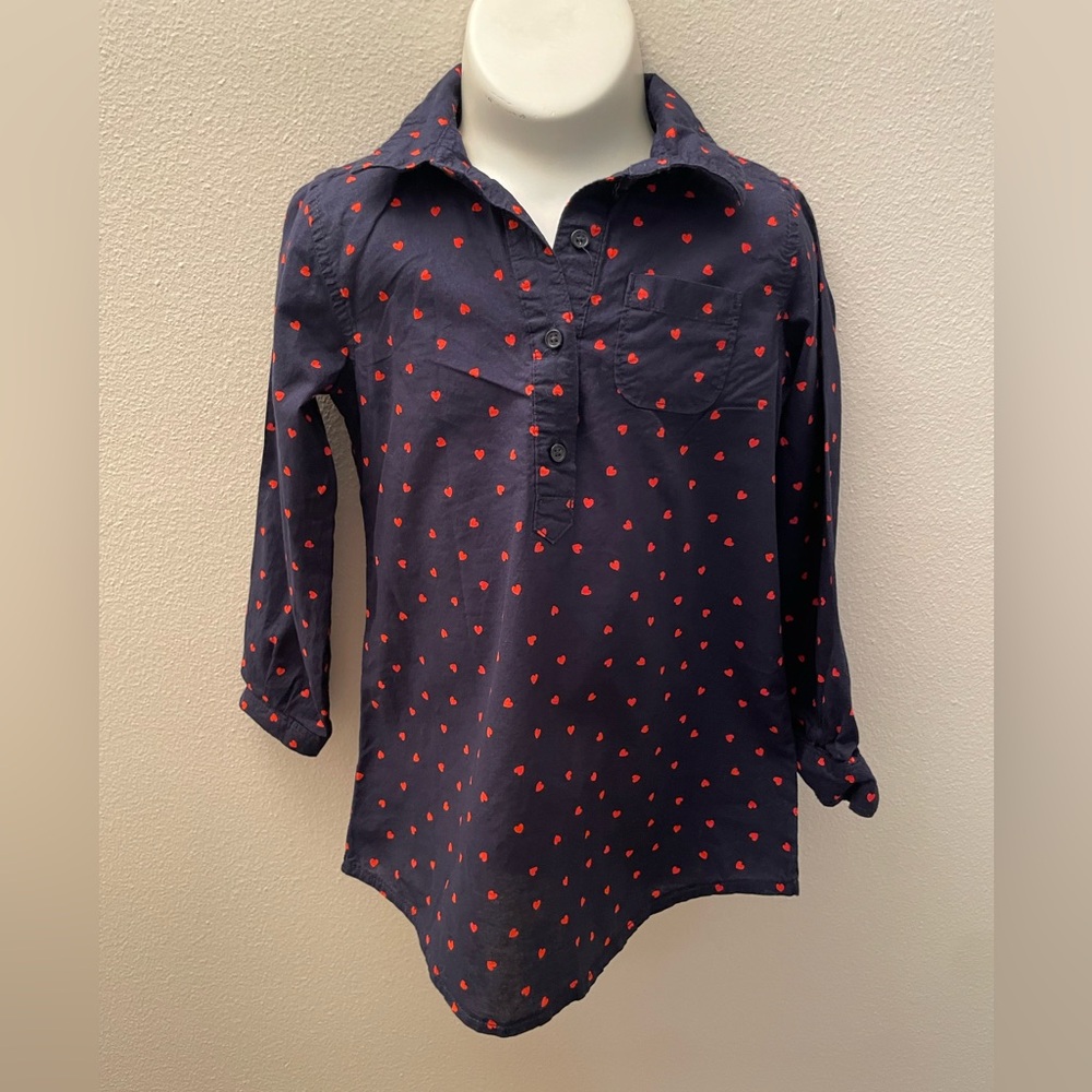 💕OshKosh B'gosh Navy Dress with Red Heart Pattern
